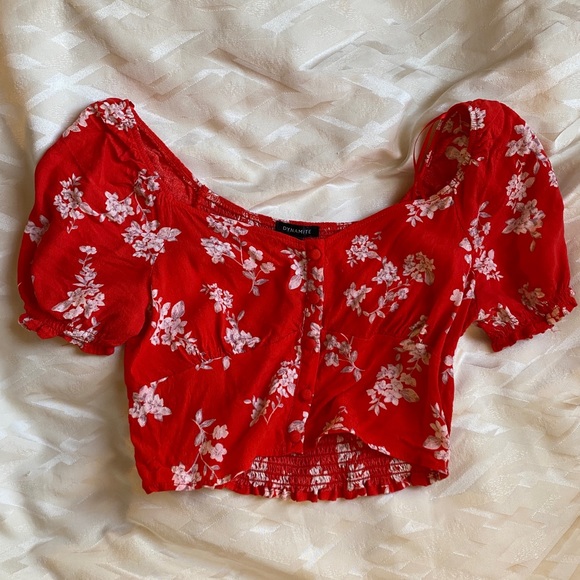 DYNAMITE square neck floral blouse - Picture 3 of 6